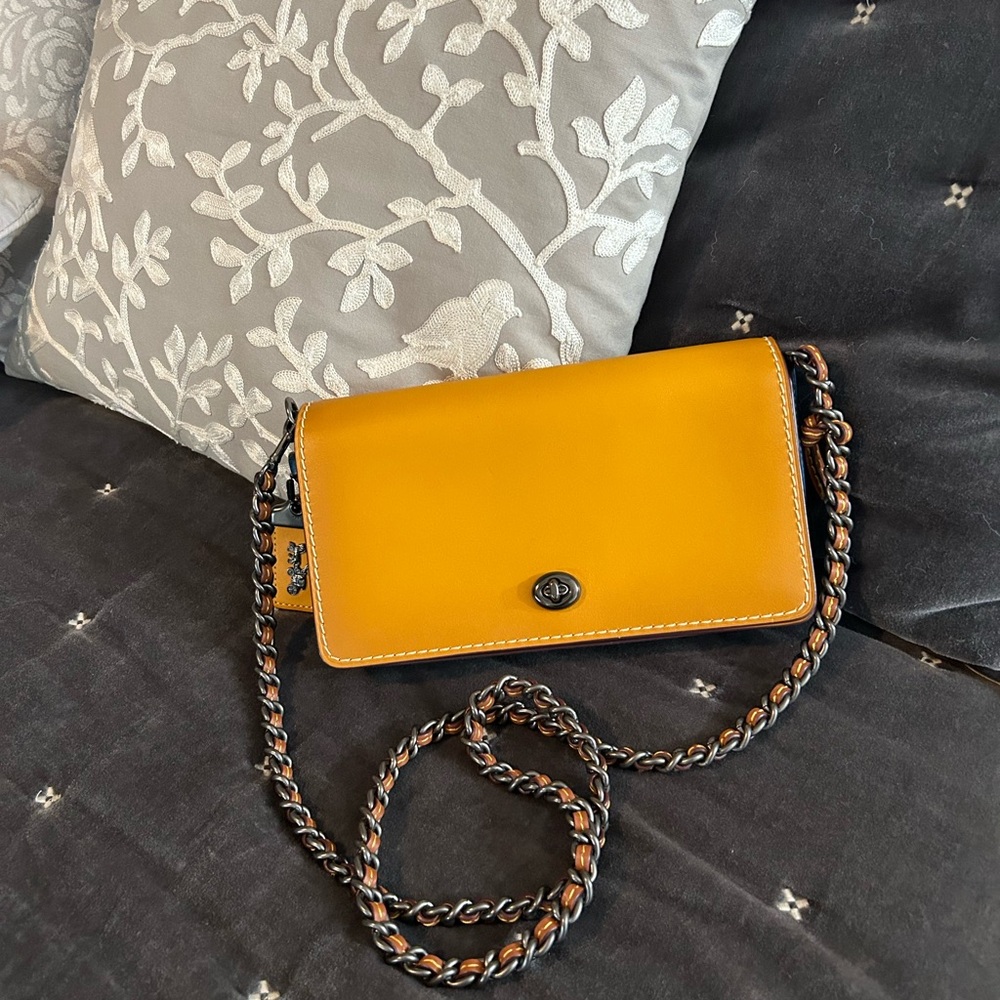 Coach Quilted Dinky Color Block Ombré Crossbody Bag in Goldenrod/River